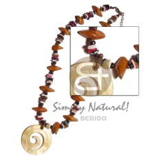 rainbow hammershell,white rose, wood beads with psychedelic