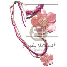 3 rows 2 3mm coco Pokalet heishe pink tones