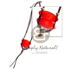 2 red oval hammershell in wax cord