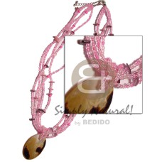 5 rows pink glass bead with hammershell