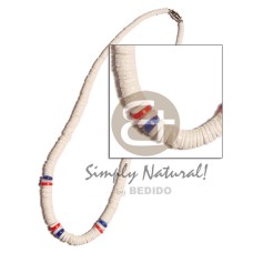 graduated white clam with red blue accent