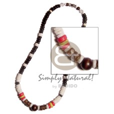 white clam heishe with black red 4 5mm coco