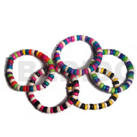 30 pcs 7 8mm coco pokalet elastic bracelet multicolored 6 pcs each in 5 diff. colors wholesale pack