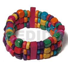 12 pcs elastic multicolored wood beads bracelets wholesale lot